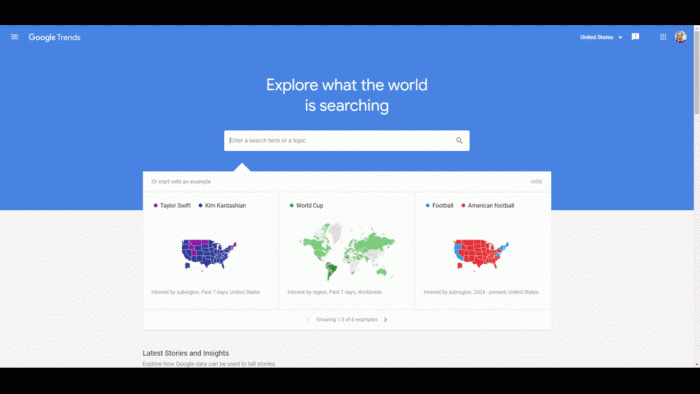 Voľba krajiny v Google Trends