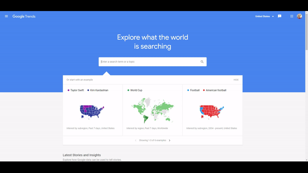 Voľba krajiny v Google Trends